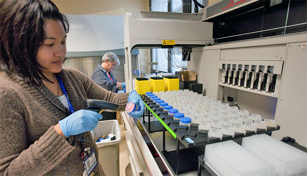 Researchers in a lab.